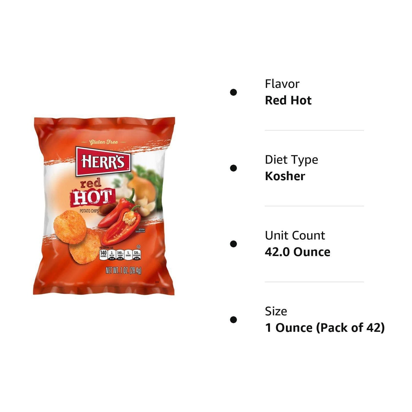 Herr's Red Hot Potato Chips 1 Oz.